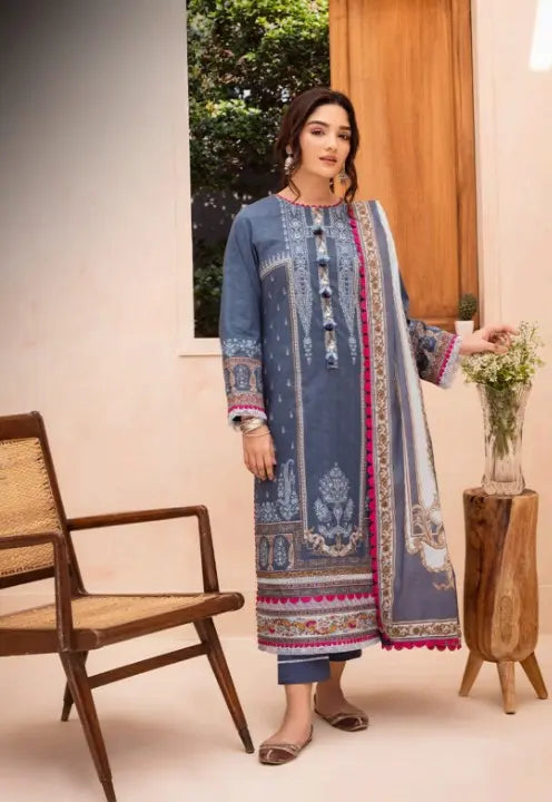 Noor-e-Naz – Dusty Blue 3 Piece suit WOMEN'S CHOICE