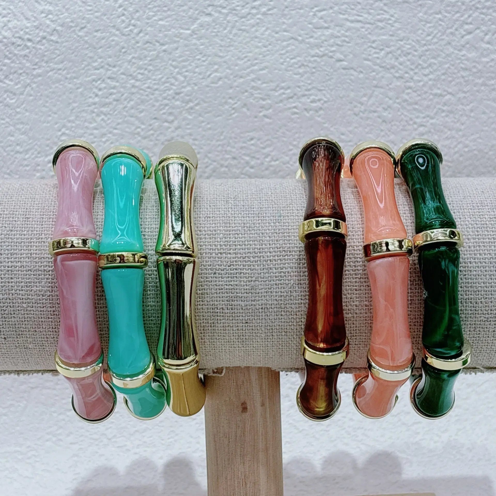 Bamboo Tube Beads Women's Fashion Colored Beads Acrylic Bracelet WOMEN'S CHOICE