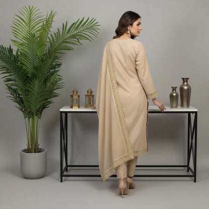 Beige Grace Premium Cotton Lawn 3 Piece Suit WOMEN'S CHOICE