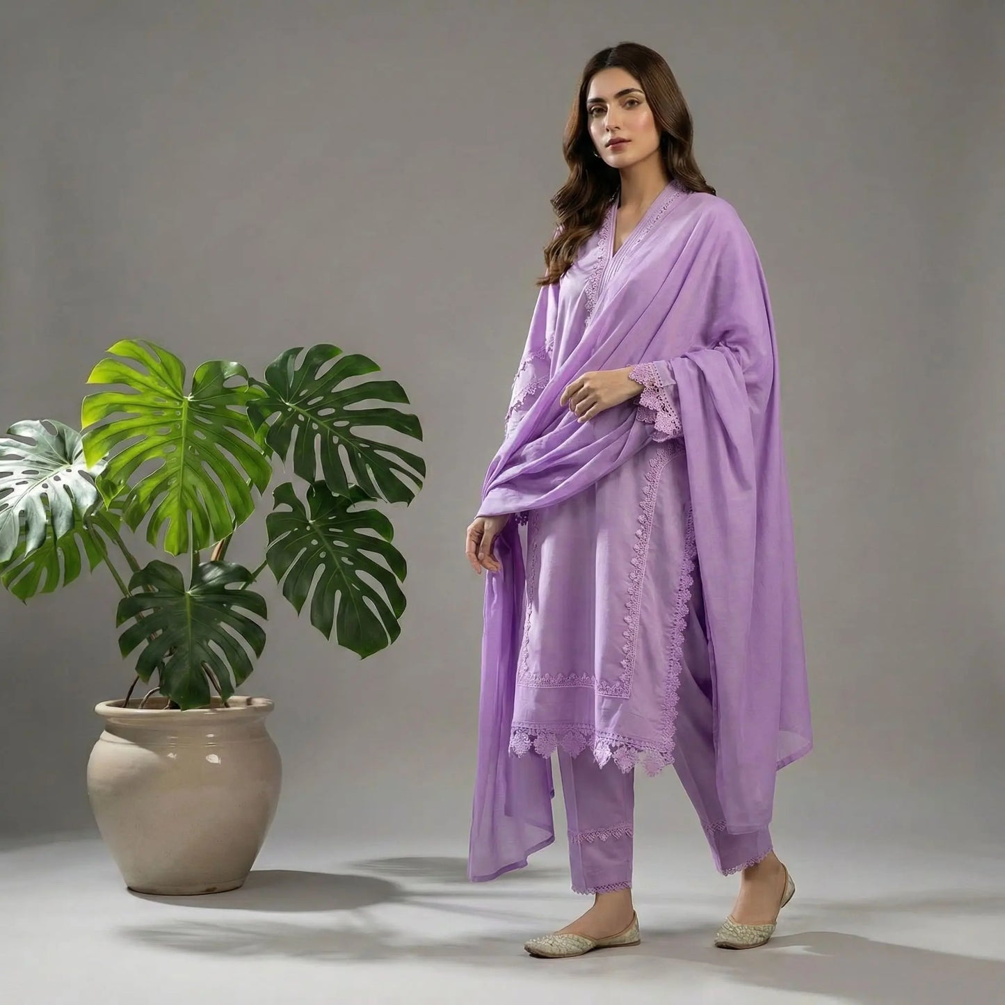 Lavender Lilac Lace Work 3-Piece Suit WOMEN'S CHOICE