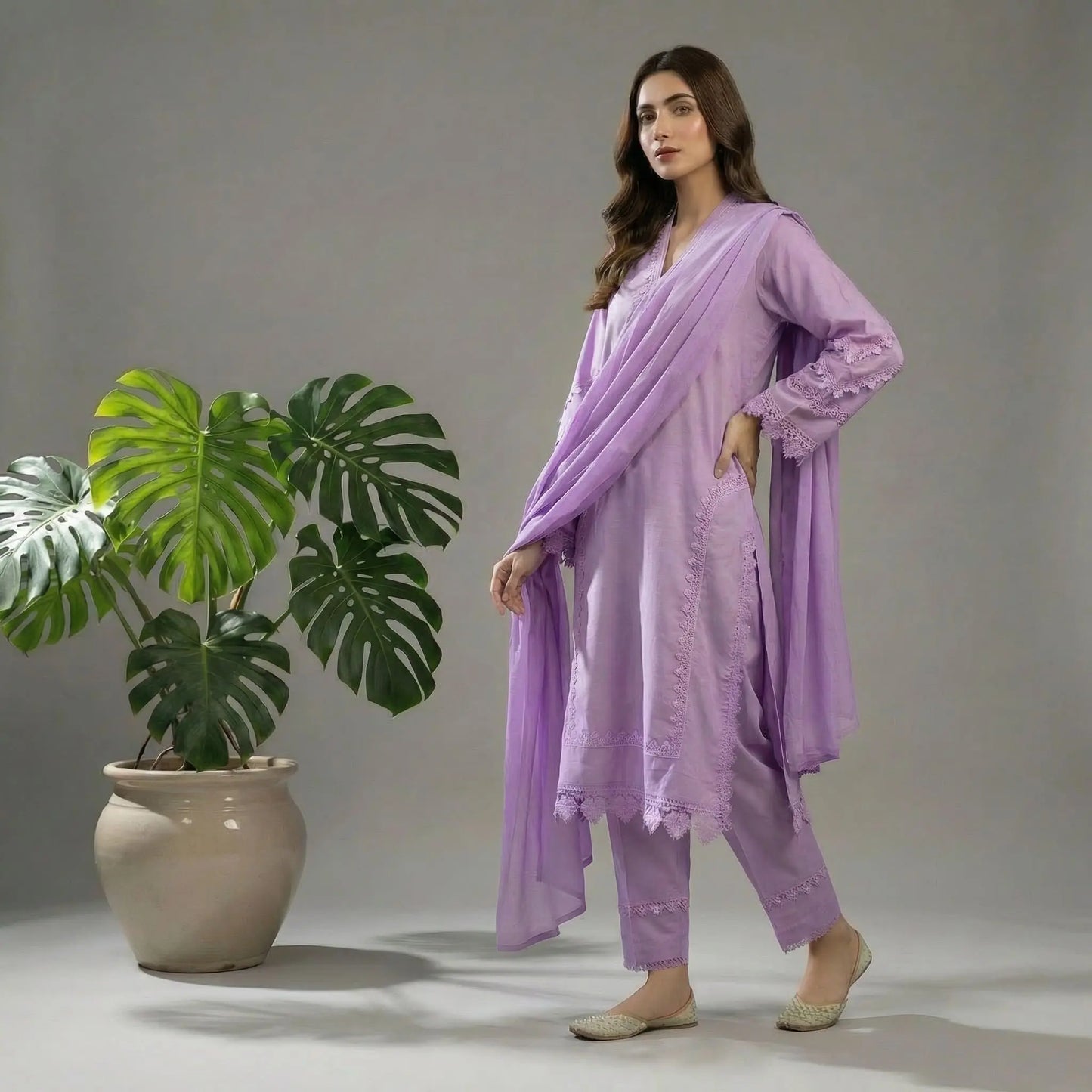 Lavender Lilac Lace Work 3-Piece Suit WOMEN'S CHOICE