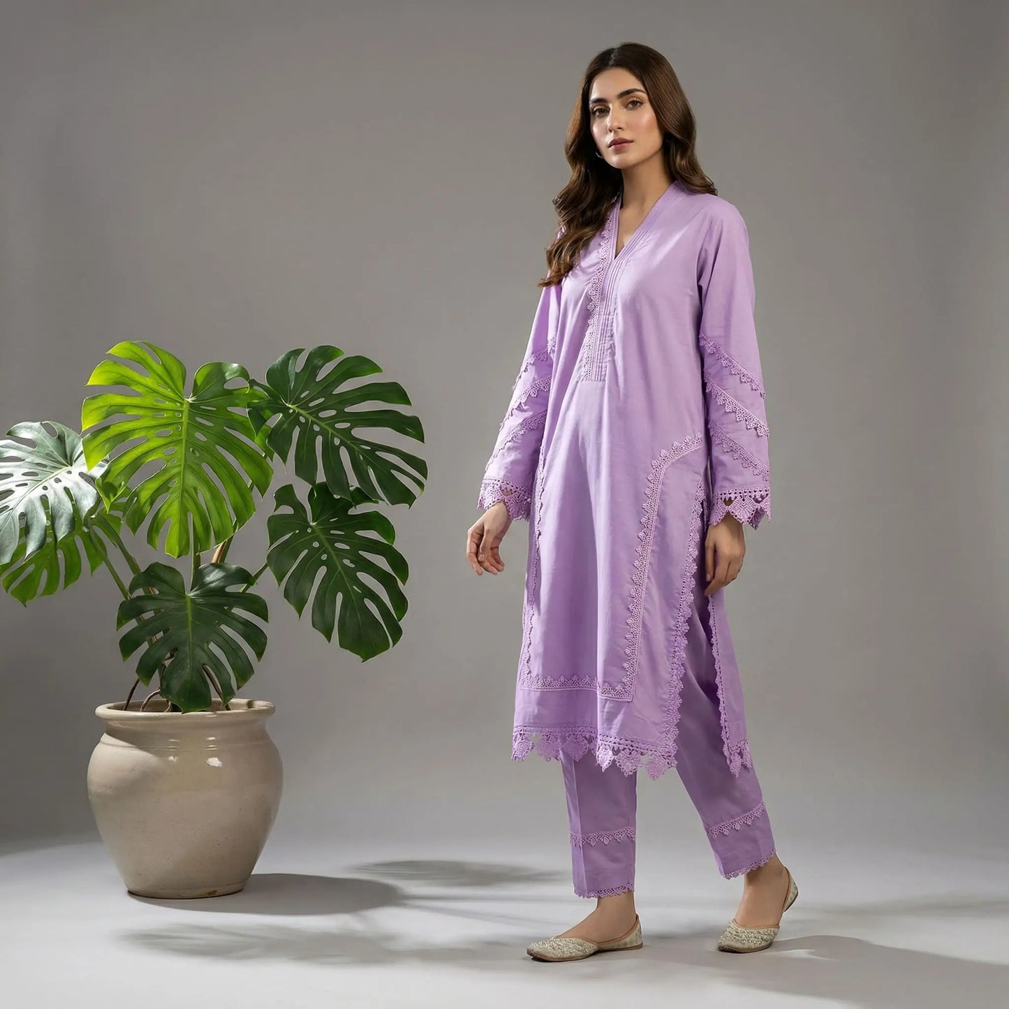 Lavender Lilac Lace Work 3-Piece Suit WOMEN'S CHOICE