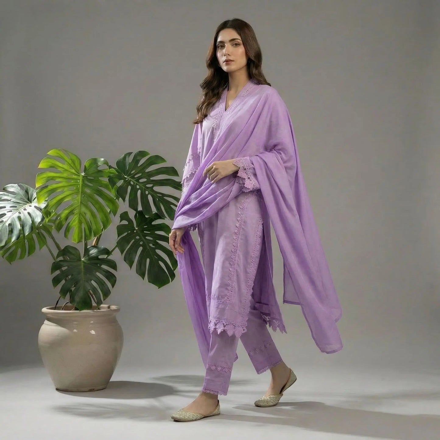 Lavender Lilac Lace Work 3-Piece Suit WOMEN'S CHOICE