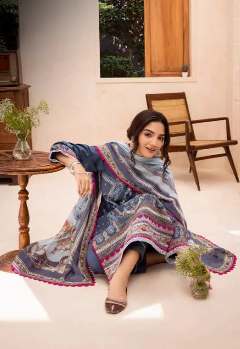 Noor-e-Naz – Dusty Blue 3 Piece suit WOMEN'S CHOICE