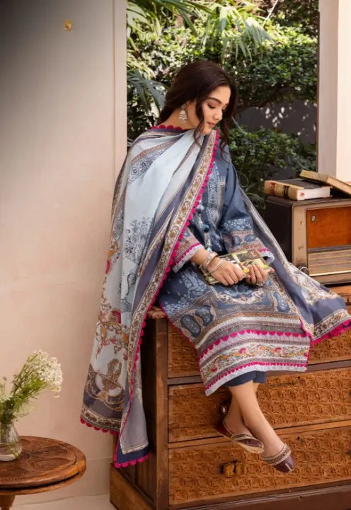 Noor-e-Naz – Dusty Blue 3 Piece suit WOMEN'S CHOICE