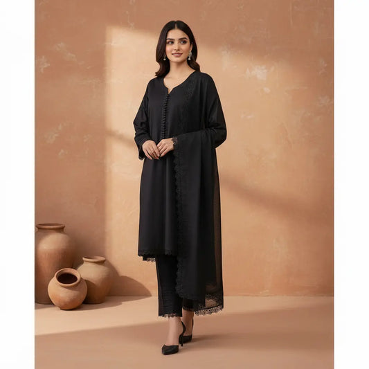 Premium Black Cotton 3 Piece Summer Suit WOMEN'S CHOICE
