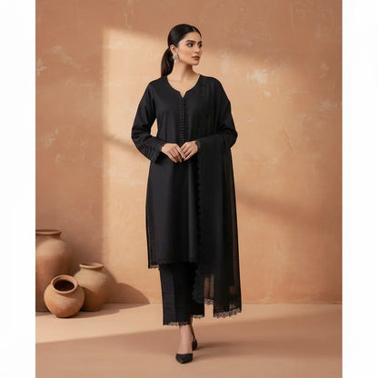 Premium Black Cotton 3 Piece Summer Suit WOMEN'S CHOICE