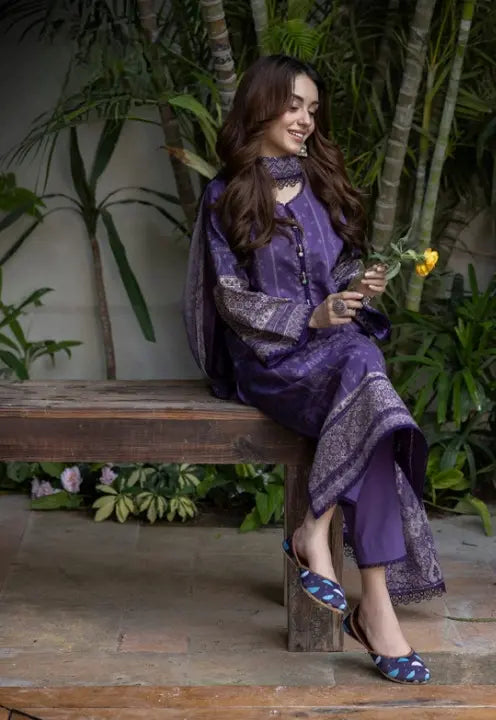 Sham-e-Rang – Deep Purple Lawn 3 Piece Suit WOMEN'S CHOICE
